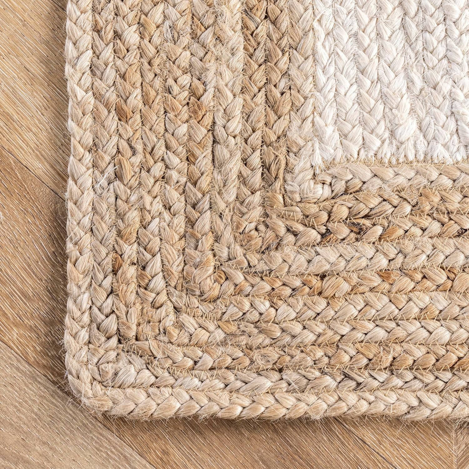 Beautiful Indian Handmade Braided Inner White Jute with Natural Jute Border Design Area Rug Size - 2 x 5 Feet (61 cm x 152 cm)
