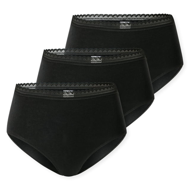 SCHIESSER Bragas de mujer, paquete de 3 - 3Pack Rio Slip, Stretch Cotton, liso Negro L (Large)