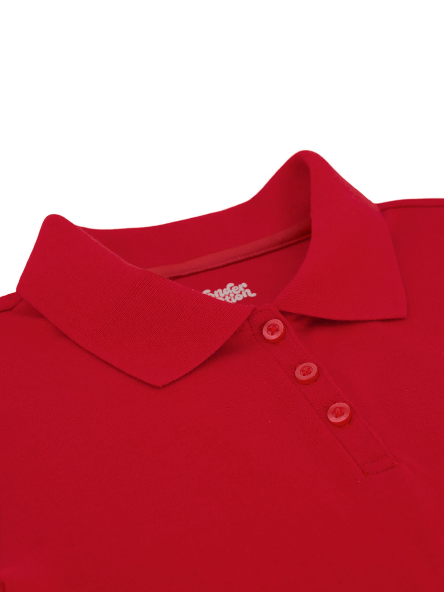 Wonder Nation Girls School Uniform Interlock Short Sleeve Polo Shirt, Sizes 4-18 & Plus