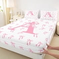 thumbnail image 3 of Castle Fairy Girls Monogrammed Letter 3pcs Twin Sheet Sets,Pink Bow Twin Fitted Sheet,Dreamy Princess Breathable Flat Sheet,Super Cozy Room Decor, 3 of 7