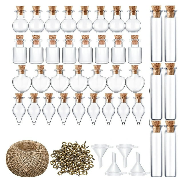 Transparent ing Bottle Pendant Glass Bottle Small Bottle with Horn Nail String Cork Mini Bottle Decoration