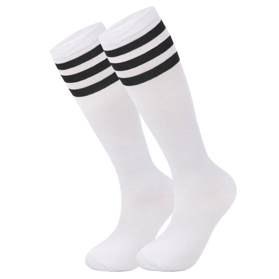 Namzi 1-Pair Knee High Athletic Socks - One Size Fits Most, Knee High Sports Socks for Baseball Football, Soft Cotton-Polyester Spandex Blend Socks,White Black