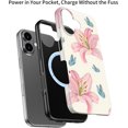 thumbnail image 4 of Étui pour iPhone 16 - Compatible Charge Sans Fil - Étui Rigide à Double Couche & Étui en Silicone - Étui de Protection avec Motifs Mignons de Fleurs Sauvages pour Femmes - Fleur de Lys, 4 of 4