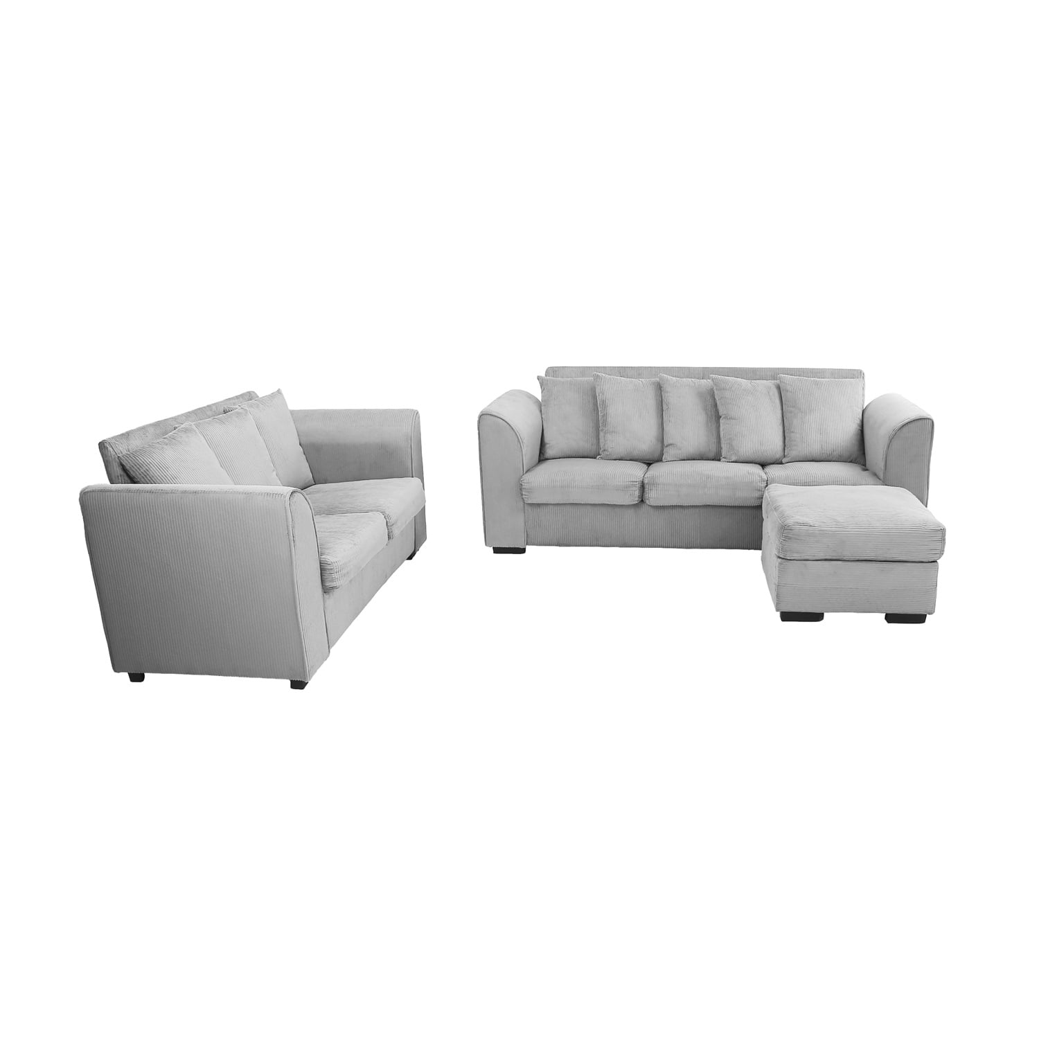 Kadyn 3pcs Living room set light grey, Convertible Sectional Sofa Set with Ottoman, Modern Fabric Sofa Furniture Set for Living Room, Light Grey Kadyn 3pcs Living room set light grey, Convertible Sectional Sofa Set with Ottoman, Modern Fabric Sofa Furniture Set for Living Room, Light Grey