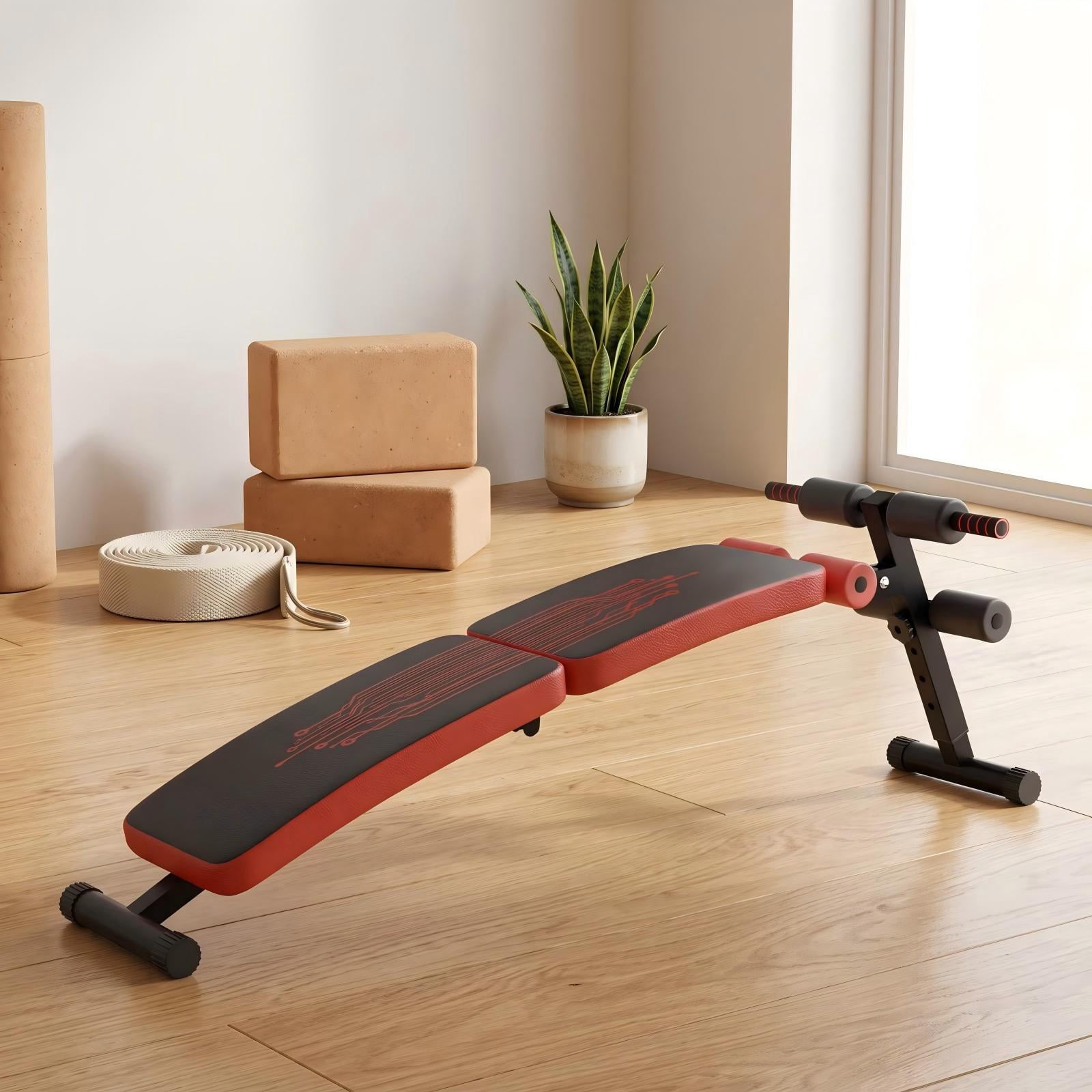 Airfind Abdominal Twister Trainer with 3-Level Adjustable Bench, Iron Frame Core Ab Workout Machine for Home Gym, 441 lbs Capacity, Red