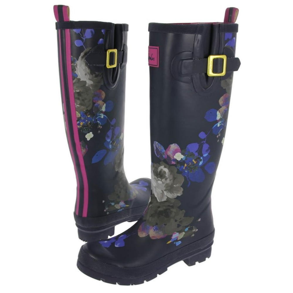 Joules JOULES WELLY PRINT WOMEN'S TALL RAIN BOOTS NAVY FLORAL US 7 EU 38