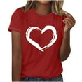 thumbnail image 3 of Qiopertar Mode Femmes T-Shirt Décontracté à Manches Courtes Col Rond Imprimé Blouse Tops Grandes Économies de Vacances! Offres de la Semaine Liquidation, 3 of 4