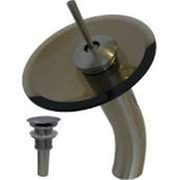 Falls Single Lever Waterfall Vessel Faucet Set, Brushed Nickel & Tea Glass