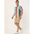 thumbnail image 4 of Camisa a rayas de verano Lars Amadeus Hombre Botones Manga Corta Rojo Blanco Azul S, 4 of 6