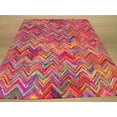 thumbnail image 3 of Hand-tufted Cotton Transitional Abstract Sari Chevron Rug, 3 of 3