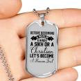 thumbnail image 2 of Human First Necklace Stainless Steel or 18k Gold Dog Tag 24" Chain, 2 of 8