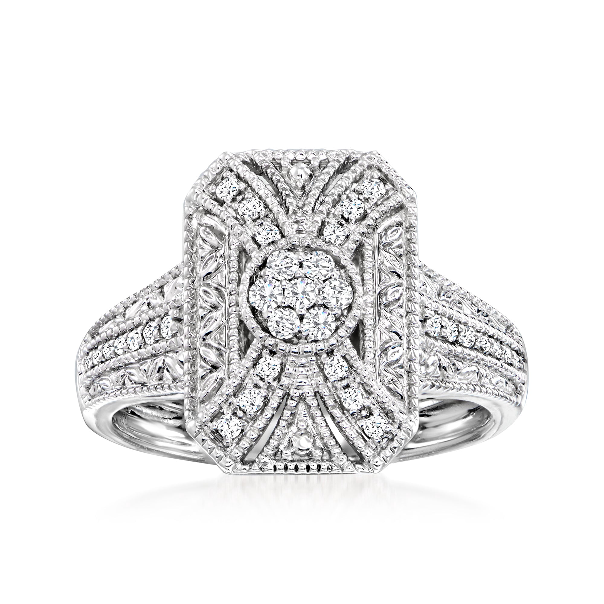 Ross-Simons 0.50 ct. t.w. Diamond Scrollwork Ring in Sterling Silver, Women's, Adult