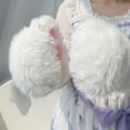 thumbnail image 2 of Byfri White Furry Cat Paw Full Finger Mittens, Plush Animal Gloves for Themed Festivities, White 32x24cm, 2 of 7