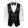 thumbnail image 5 of Chaleco de traje slim fit para hombre: mezcla de algodón y poliéster, color liso, sin mangas, formal/casual para bodas/fiestas, 5 of 5
