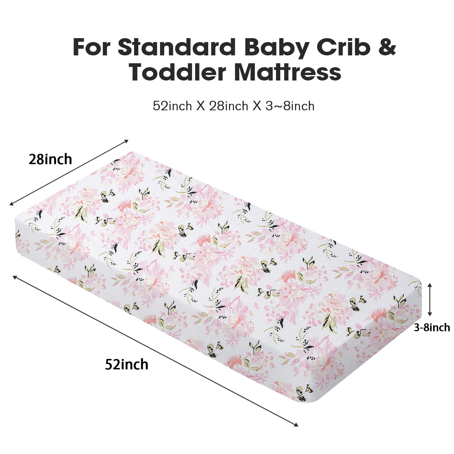 Little Grape Land Crib Sheets for Baby Girls 4 Pack, 28"x 52" Extra Soft Microfiber Crib Sheet Set for Standard Crib & Toddler Mattress Pad, Butterfly