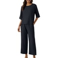 thumbnail image 5 of Chroia Women's 2PC Matching Set - 2 Cotton-Linen Tops & Loose Wide Leg Pants Summer Travel Outfits, 5 of 6