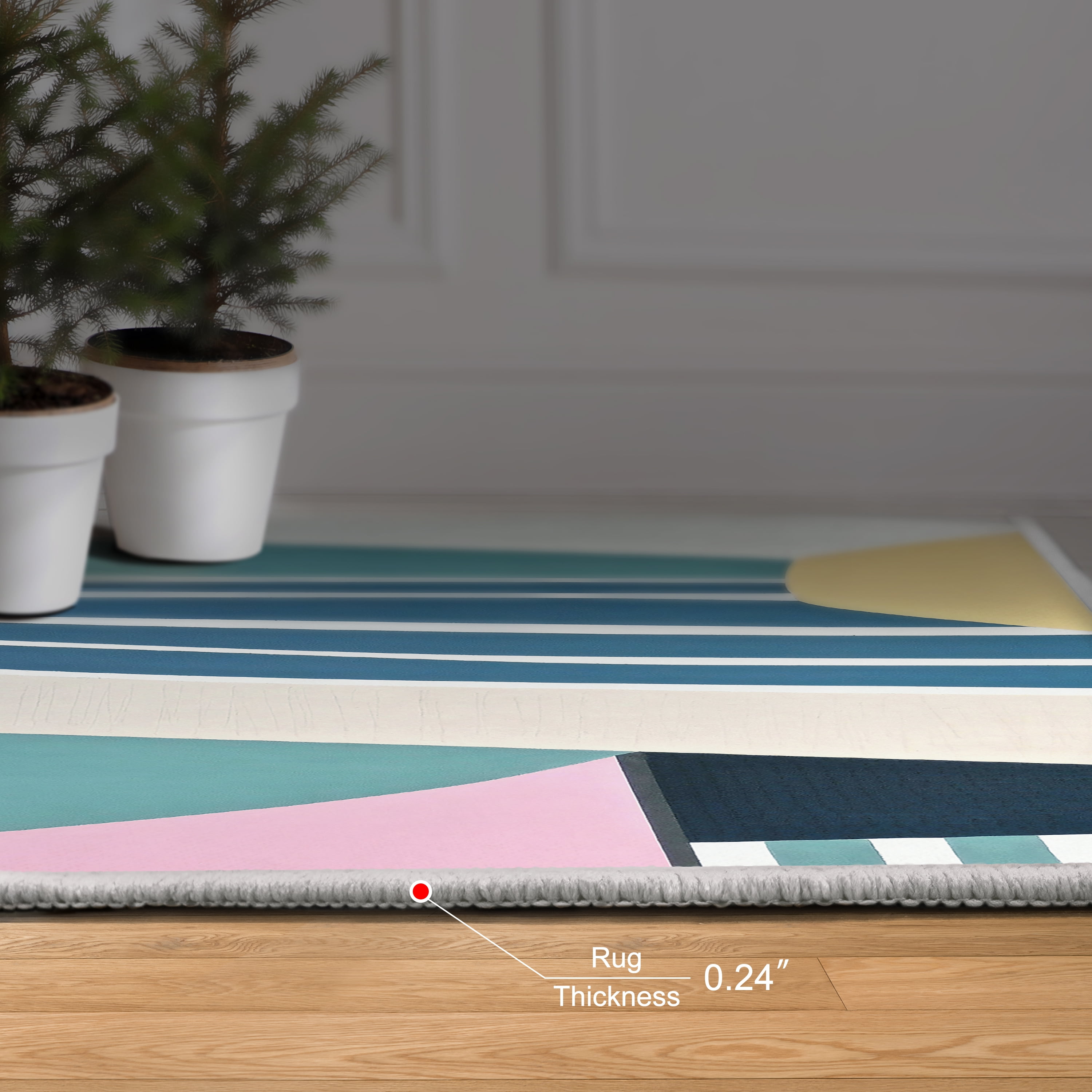 Soften The Edge Washable Geometric Art Area Rug size 5'x8', Power-loomed, Heavenly Softness with Non-Slipping Backing