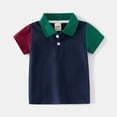 thumbnail image 4 of Tee Shirt Enfant Garçon Été Color Block Absorbant Respirant Polo Décontracté Marine 3 Ans-4 Ans, 4 of 4