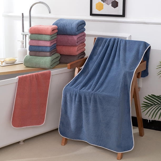 Juego de toallas Coral Fleece - Toallas de baño y facial suaves y absorbentes de 2 piezas, 35x75cm y 70x140cm, verde rosa café azul