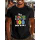 thumbnail image 1 of Men'S Casual Crew Neck T-Shirt, 100% Polyester Short Sleeve Top, Summer Knit Fabric Tee with "My Teacher Survived 100 Days of Me" Print, Regular Fit, Medium Stretch, 150gsm - Perfect for Going Out Te, 1 of 4