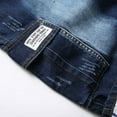 thumbnail image 6 of WREESH Men's Denim Shorts Zipper Elastic Slim Casual Denim Shorts Play Wrap Ripped Mid-Length Shorts Jean Shorts Dark Blue, 6 of 9