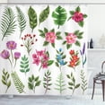 thumbnail image 1 of Ambesonne Plant Shower Curtain, Exotic Flowers and Ferns, 69"Wx84"L, Multicolor Fern Green, 1 of 3