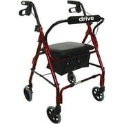Go Lite Deluxe Rollator Walker -Color:Red