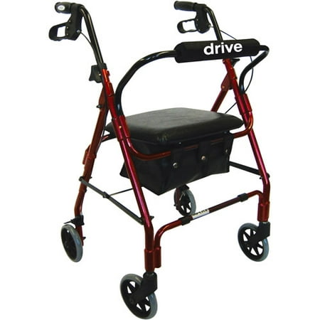Go Lite Deluxe Rollator Walker -Color:Red