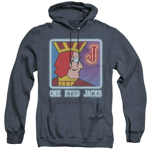 Twin Peaks One Eyed Jacks Adult Heather Hoodie Sweatshirt Navy