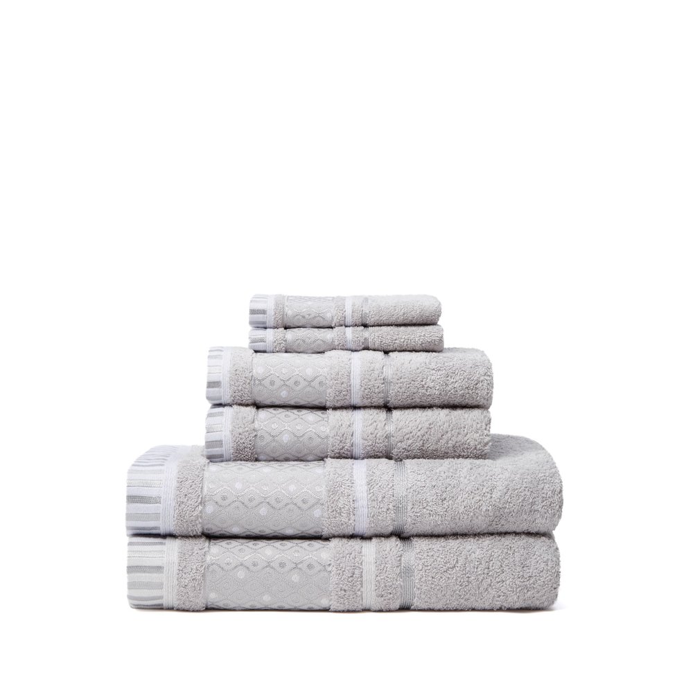 Balio 6Piece 100 Turkish Cotton Bath Towel Set in Silver Walmart