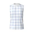 thumbnail image 6 of Lsque Blue Checkboard Print Men's Cotton Blend Sleeveless Muscle Shirts (S-3XL)- Moisture Wicking, Odor Protection, UPF 30+,Large, 6 of 8