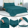 thumbnail image 6 of ROYALE LINENS 300 Thread Count 100% Long Staple Combed Cotton Sheet Set -4 Piece Queen Bed Sheet 1 Fitted Sheet, 1 Flat Sheet, 2 Pillow Case -Breathable, Cool & Crisp Percale Sheet Set (Queen, Teal), 6 of 10