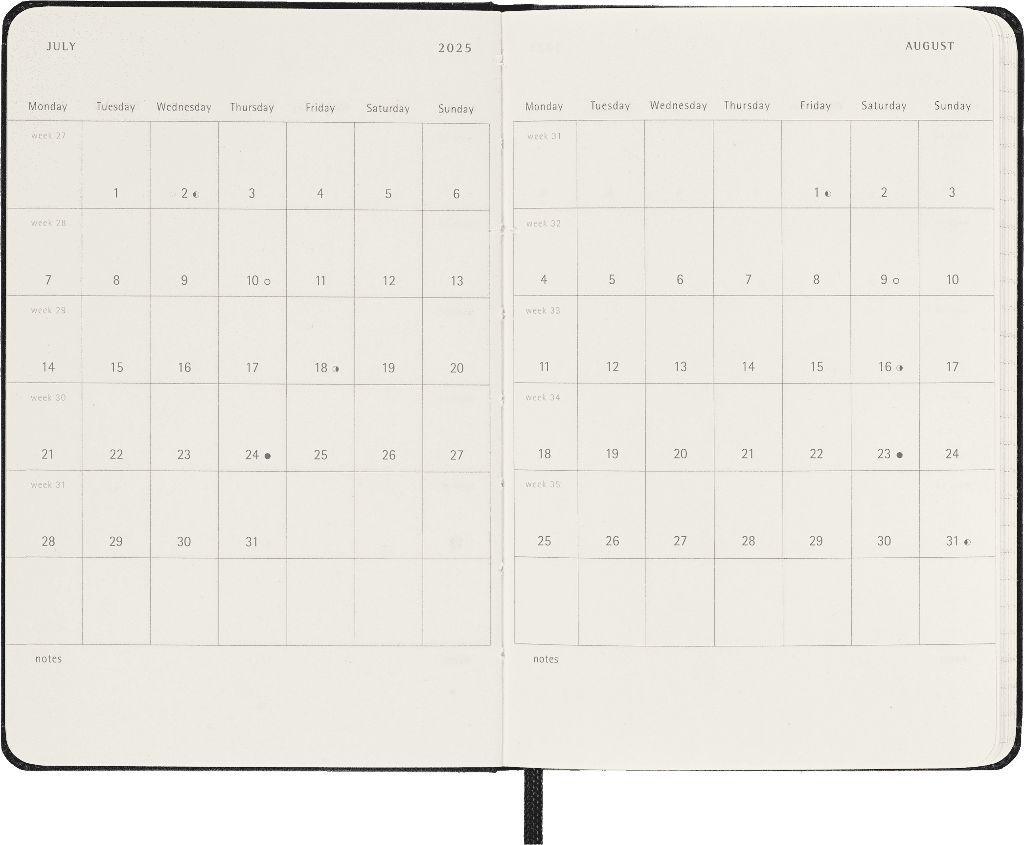 Moleskine Classic 12 Month 2025 Weekly Horizontal Planner, Hard Cover, Pocket (3.5" x 5.5"), Black, 144 Pages