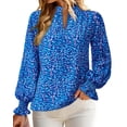 thumbnail image 3 of Blusa MASCOMODA de chifón floral con cuello en V y manga larga para mujer, 3 of 6