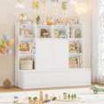 thumbnail image 5 of Homfa 10 Cubes Kids Toy Storage Organizer, 4 Drawers Kids Bookcase and Bookshelf with Doors & Adjustable Shelves for Playroom Kids Room, White, 5 of 9