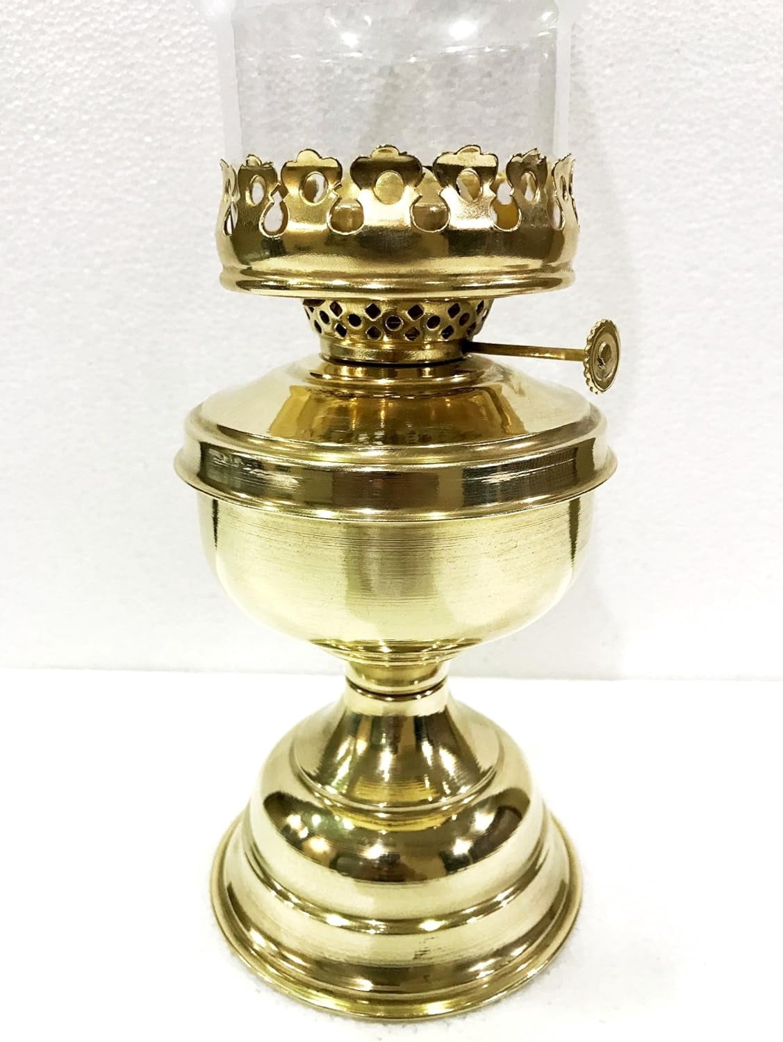 15" Hurricane Oil Lantern Shiny Gold Brass Vintage Style Lamp Home Decorative