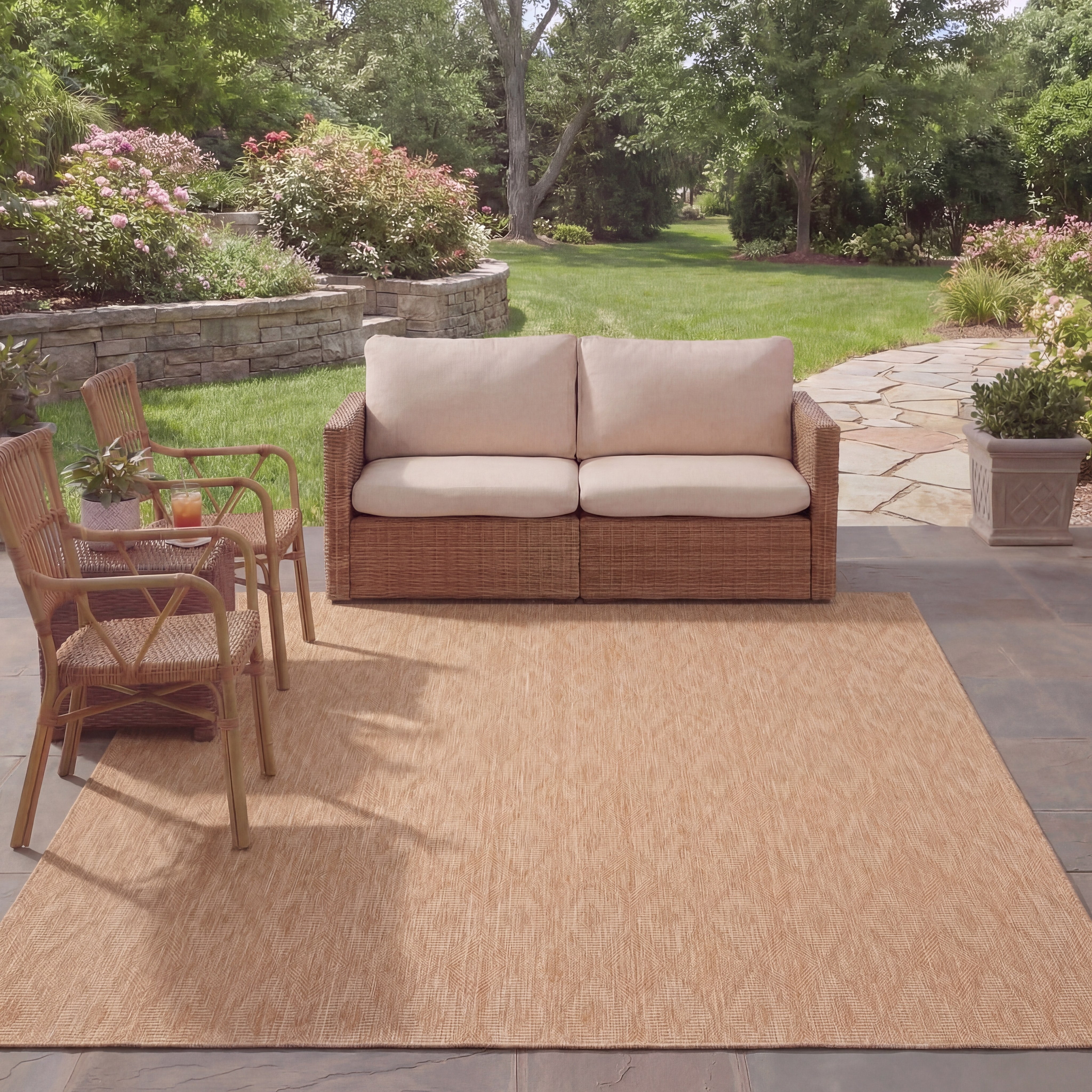 Safavieh Courtyard Teodor Geometric Indoor/Outdoor Area Rug, Natural, 5'3" x 7'7"