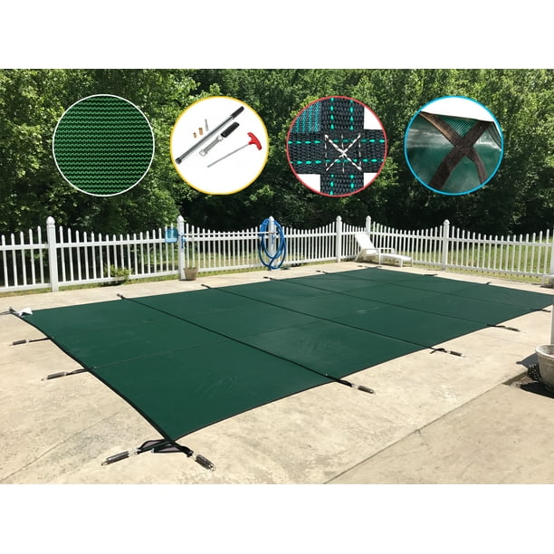 WaterWarden Inground Pool Safety Cover, Fits 18’ x 36’, Green Mesh