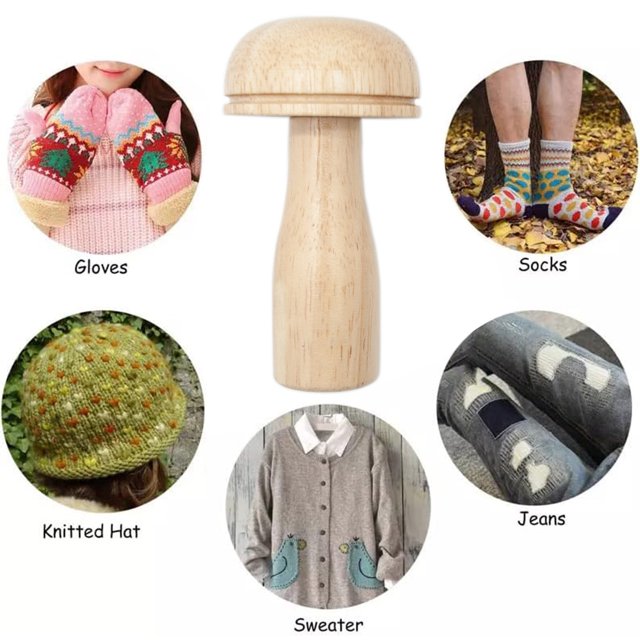 YAOMOBB Cute Mushroom-shaped Darning Tool Set Cute Mushroom Shape Sewing Tool Set Wooden Organizer for Home Sewing