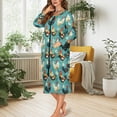 thumbnail image 5 of Yuyamidu Chicken Long Bath Robe Loose Robes Nightgowns for Women Size S Cock Long Sleeve Zippered Bathrobes Ladies Pajama House Coat Casual Louge Wear Robe, Blue, 5 of 7