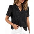 thumbnail image 3 of PRETTYGARDEN Women's V Neck Eyelet Short Sleeve Top, Sizes S-XXL, 3 of 6
