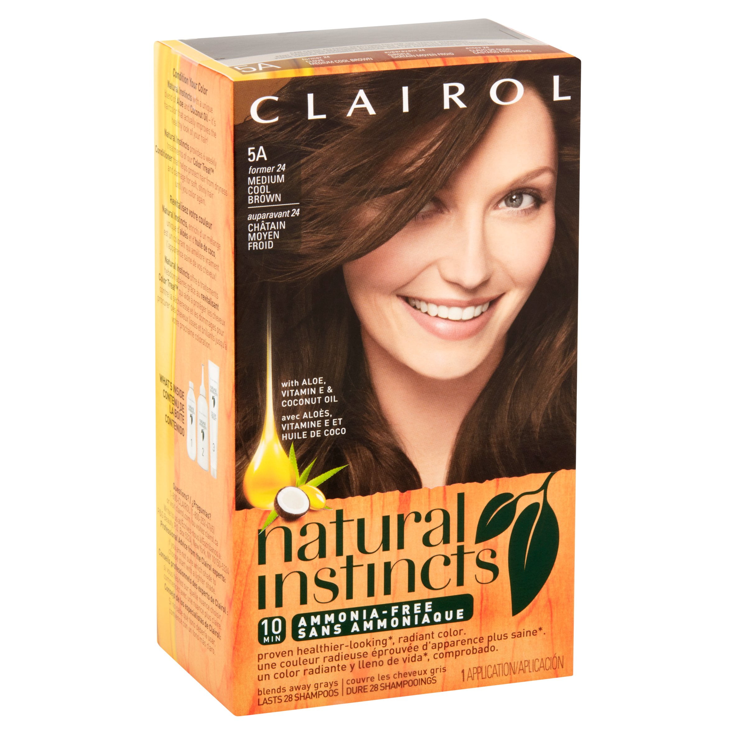 Clairol Natural Instincts Semi-Permanent Hair Color, Medium Cool Brown, 5A/24