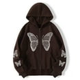 thumbnail image 2 of Womens Zip Up Hoodie, Womens Hoodies Butterflies Printed Sweatshirtss Fleece Lined Sweatshirts Gothic Style Sweater Long Sleeve Tops Hooded Sweatshirt Casual Sportswear Hoody with Pockets, 2 of 6