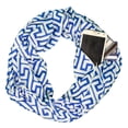 thumbnail image 2 of Pop Fashion Women's Infinity Scarf with Hidden Zipper Pocket & Pattern Print Greek Key (Blue), 2 of 4