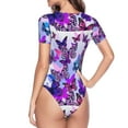 thumbnail image 4 of Naloa Flying Butterflies Women's Short-Sleeved Onesie, One-Piece Swimsuit for Parties, dates, clubs - Small, 4 of 9