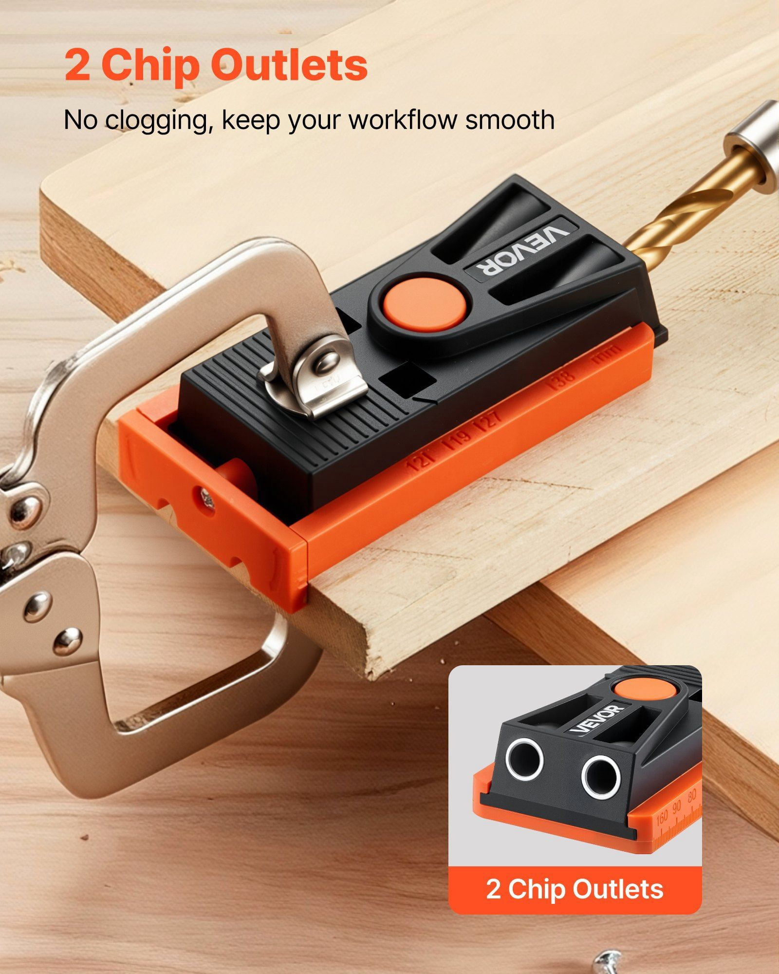Pocket Hole Jig Kit Adjustable 0.5 to 1.5 Inch with Step Drill Hex Wrench Drill Stop Ring Square Drive Bit Screws Reinforced Nylon Frame for Woodworking