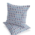 thumbnail image 4 of Set of Two 16" X 16" Blue and Gray Striped Indoor Outdoor Throw Pillow, 4 of 5