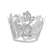 50PCS Butterfly Cake Muffin Wrapper Cup Cupcake Liner Case for Wedding Birthday Supplies - Silver
