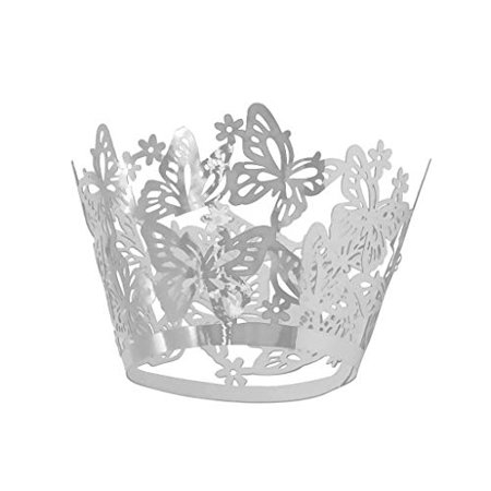 50PCS Butterfly Cake Muffin Wrapper Cup Cupcake Liner Case for Wedding Birthday Supplies - Silver