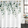 thumbnail image 3 of Spring Floral Waterproof Fabric Shower Curtain,Eucalyptus Leaves Watercolor Pastoral Waterproof Fabric Shower Curtain for Bathroom Curtains Bathtubs Shower Curtains with 12 Hooks Extra Long 72x96, 3 of 8